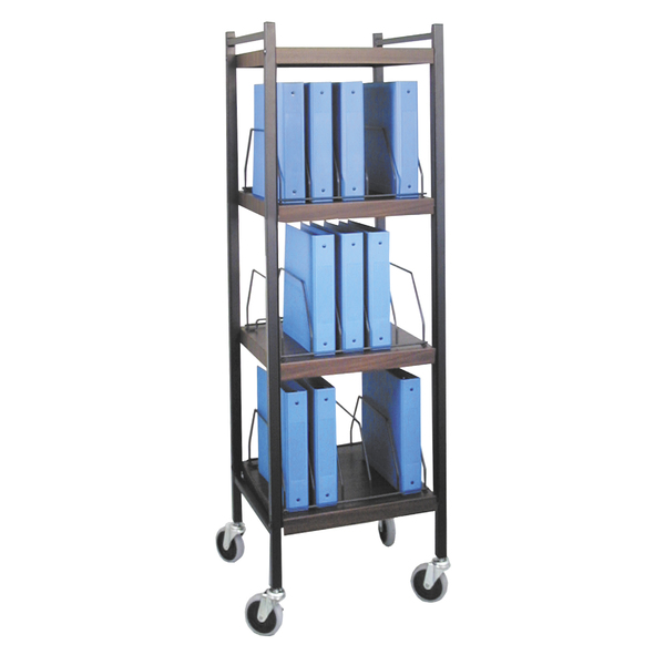 Omnimed Mobile Mini Open Binder/Chart Rack Strg System 4 Shelves 15 Binder Cap 260014-WG